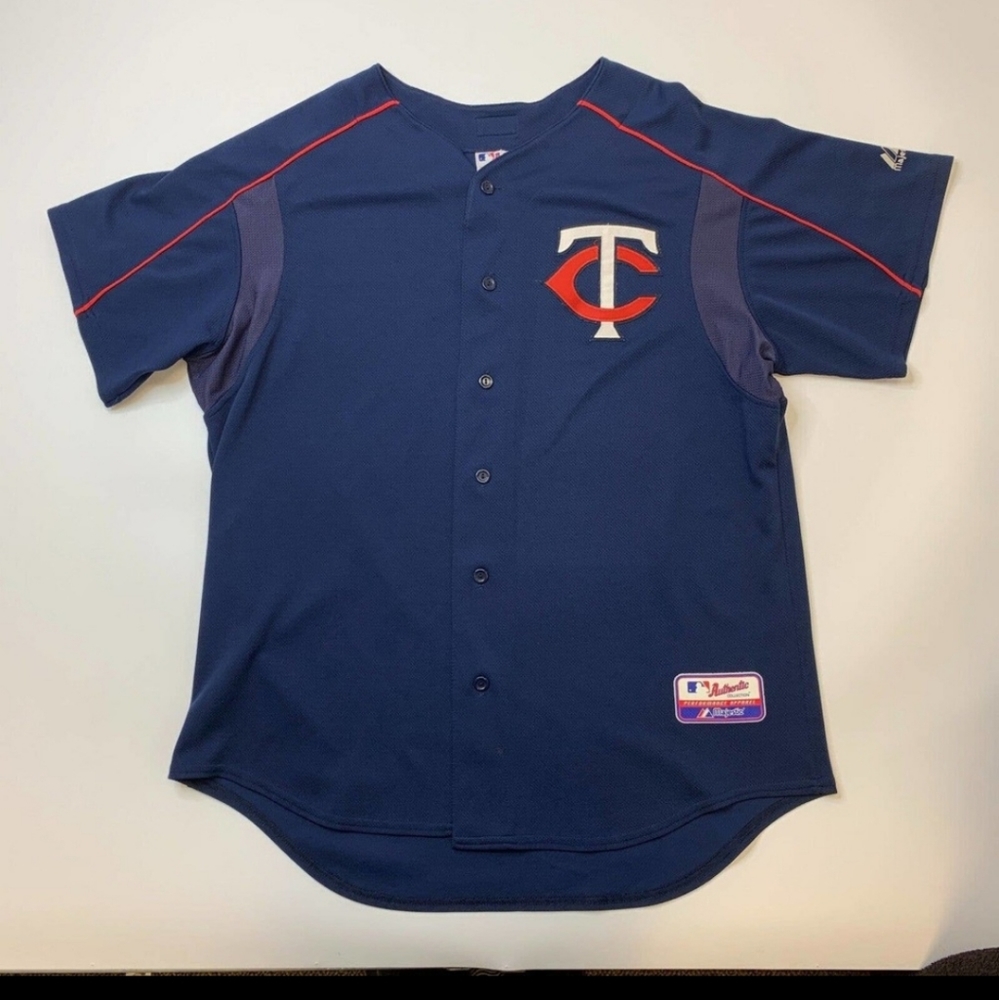 Vintage Majestic Minnesota Twins Baseball Jersey Men 2XL XXL Button Up Made USA